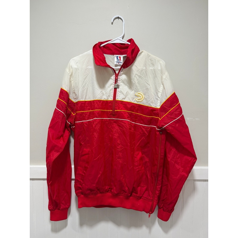 Vintage Starter NBA Atlanta Hawks Windbreaker Quarter Zip Red Men Sz Medium